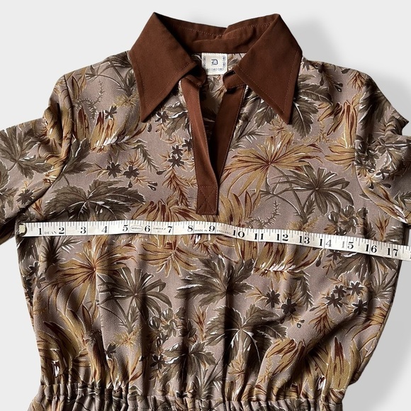 VINTAGE 60s-70s Dress dagger collar pleated midi fit & flare Cottagegore XS - Picture 14 of 16